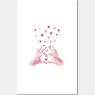 Hands heart sign print. Valentine's day art Posters and Art